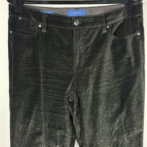 Talbots Black Sparkle Corduroy Slim Ankle Pants SIZE 10 - Picture 2 of 6